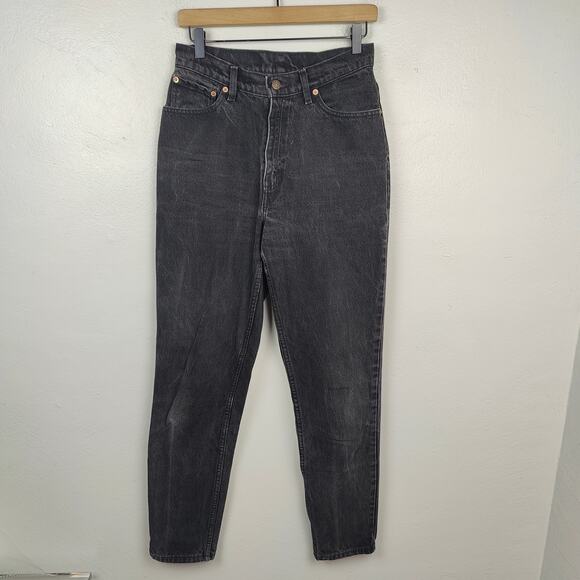 Vintage 90s Levi's 512‎ Jeans Womens 28 Black Wash Slim Fit Tapered Leg Vtg - Picture 1 of 9